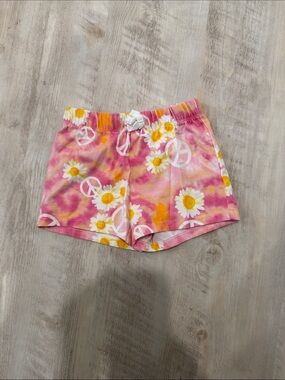 The Children's Place Pink Yellow Daisy Peace Sign Girls Shorts